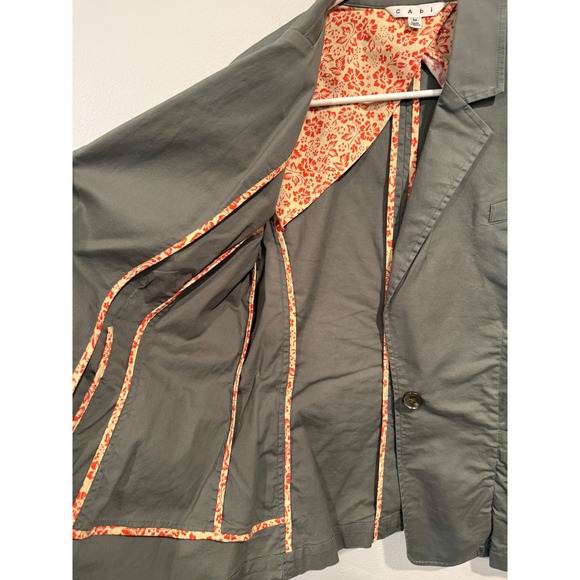 Cabi Womens Gray Blazer Jacket Floral Lined Button Front Size Medium - Picture 4 of 7